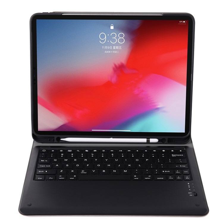 Desmontable 2 En 1 Teclado Bluetooth + Funda Protectora De Cuero PU Para Ipad Pro 12.9 Pulgadas (2018) - Azul Oscuro-3
