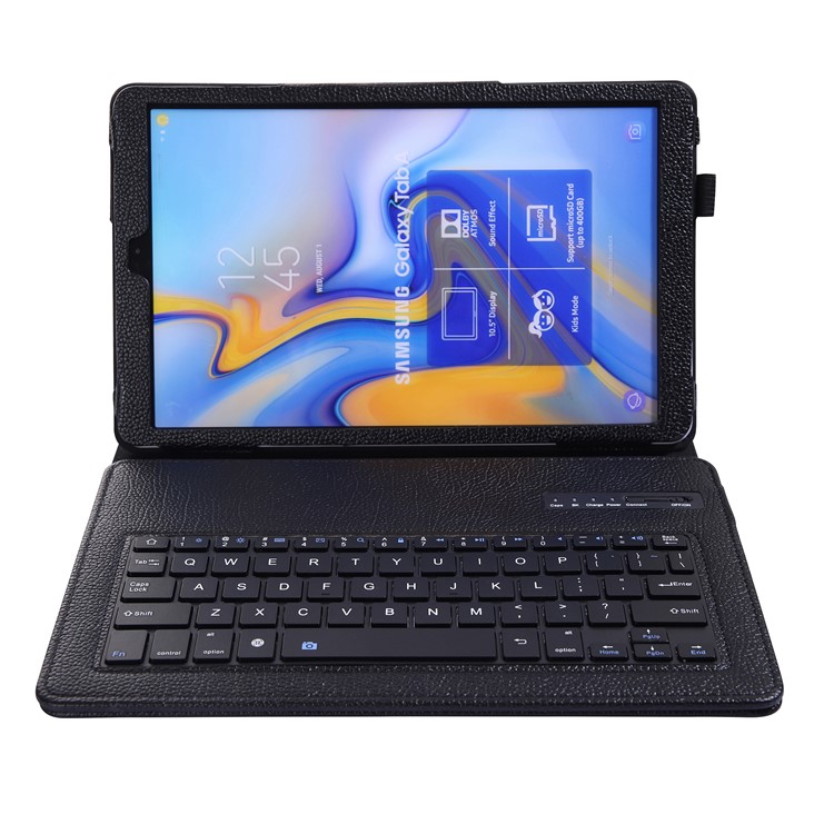 Detachable Bluetooth Keyboard Litchi Texture Leather Case for Samsung Galaxy Tab A 10.5 (2018) T590 T595 - Black-6