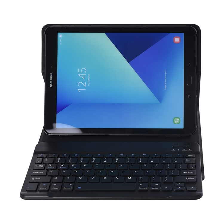 T820 2-in-1 Detachable Bluetooth Keyboard Leather Stand Case for Samsung Galaxy Tab S3 9.7 - Black-5