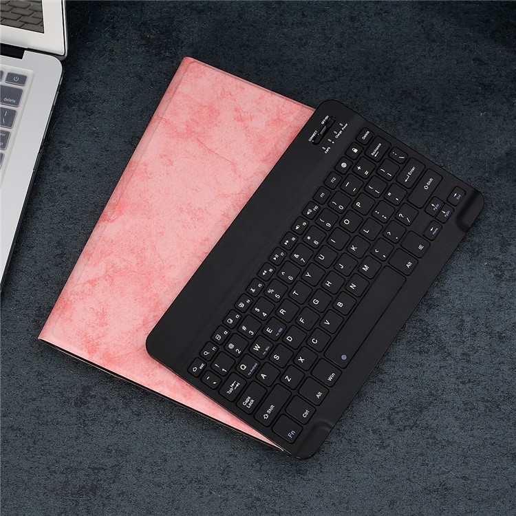 2 in 1 Bluetooth Keyboard with Leather Tablet Stand Case for iPad Pro 11-inch - Black/Pink-21