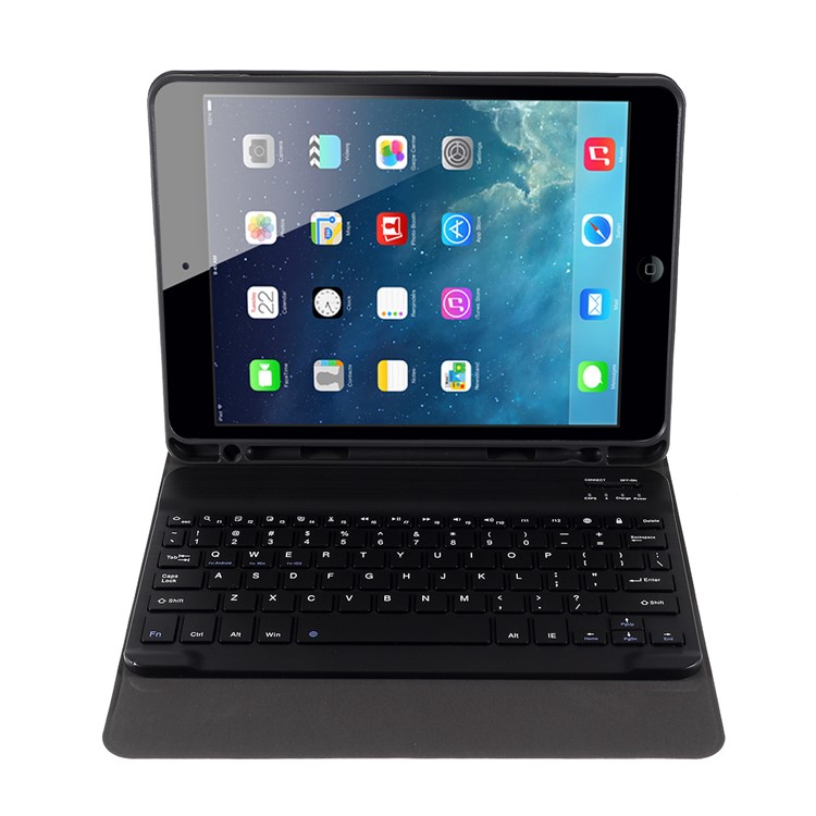 2 in 1 Bluetooth Keyboard with Leather Tablet Stand Case for iPad Pro 11-inch - Black/Pink-4