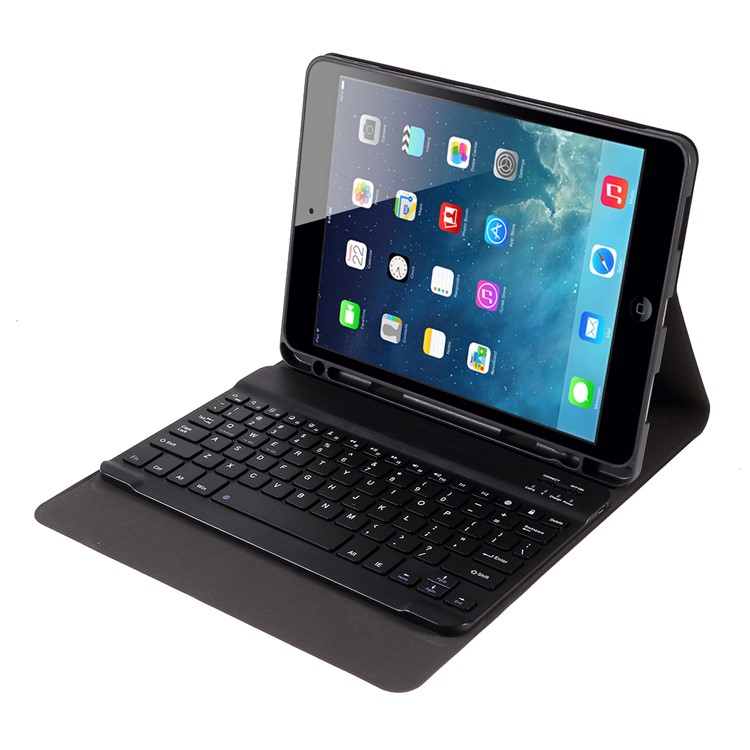 2 in 1 Bluetooth Keyboard with Leather Tablet Stand Case for iPad Pro 11-inch - Black/Pink-5