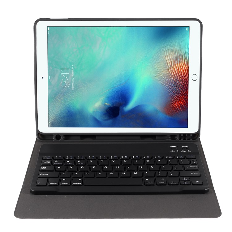 Bluetooth Keyboard with Leather Tablet Stand Case for iPad Pro 10.5-inch (2017)/Air 10.5 inch (2019) - Black/Pink-10