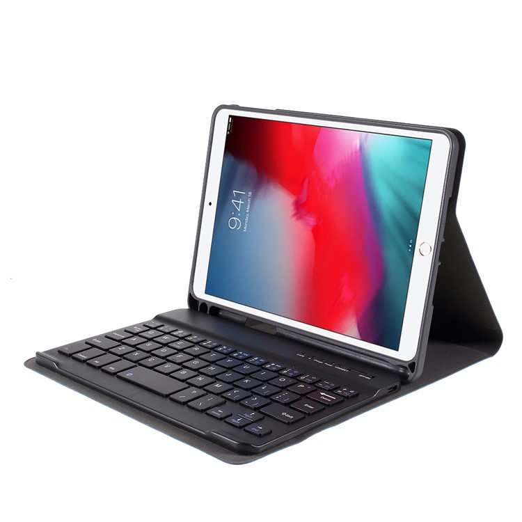 2 in 1 Bluetooth Keyboard with Stand Leather Tablet Shell for iPad mini (2019) 7.9 inch/mini 4 - Black/Pink-10