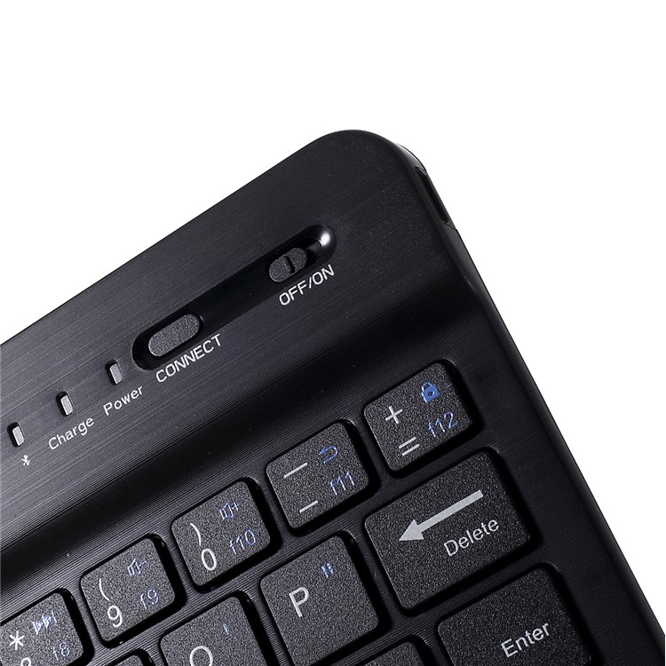 2 in 1 Bluetooth Keyboard with Leather Phone/Tablet Stand Case - Size: S/Black-4