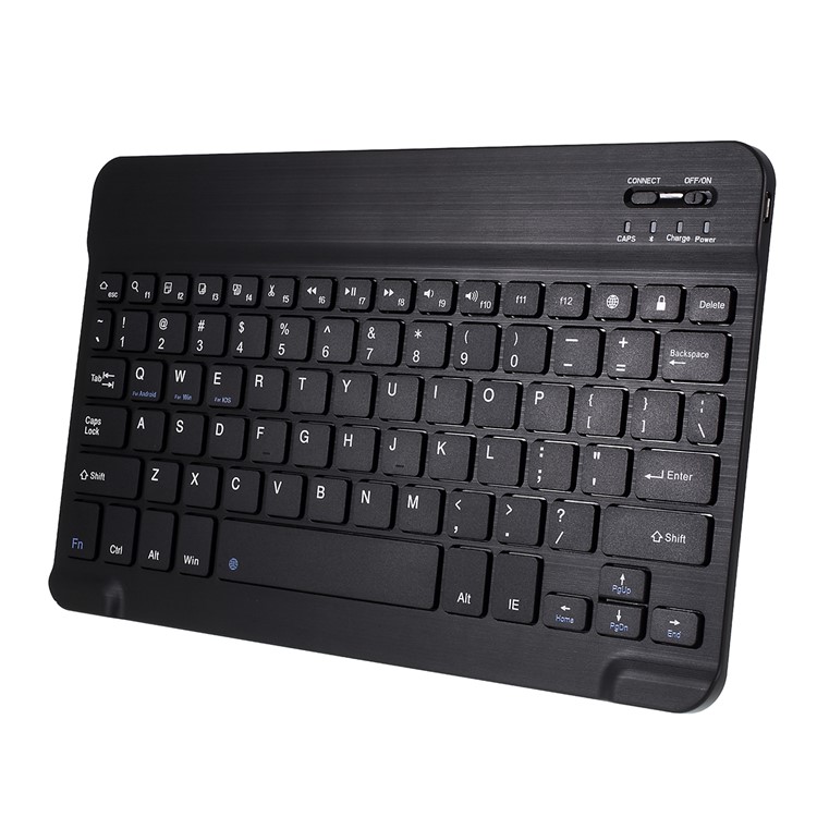 2 in 1 Bluetooth Keyboard with Leather Phone/Tablet Stand Casing - Size: L/Black-3