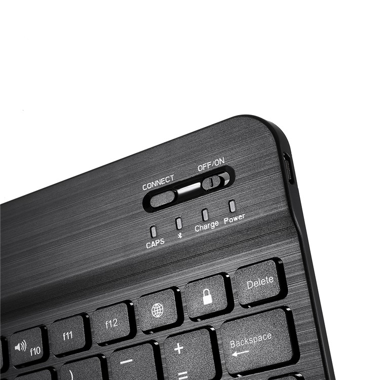 2 in 1 Bluetooth Keyboard with Leather Phone/Tablet Stand Casing - Size: L/Black-4