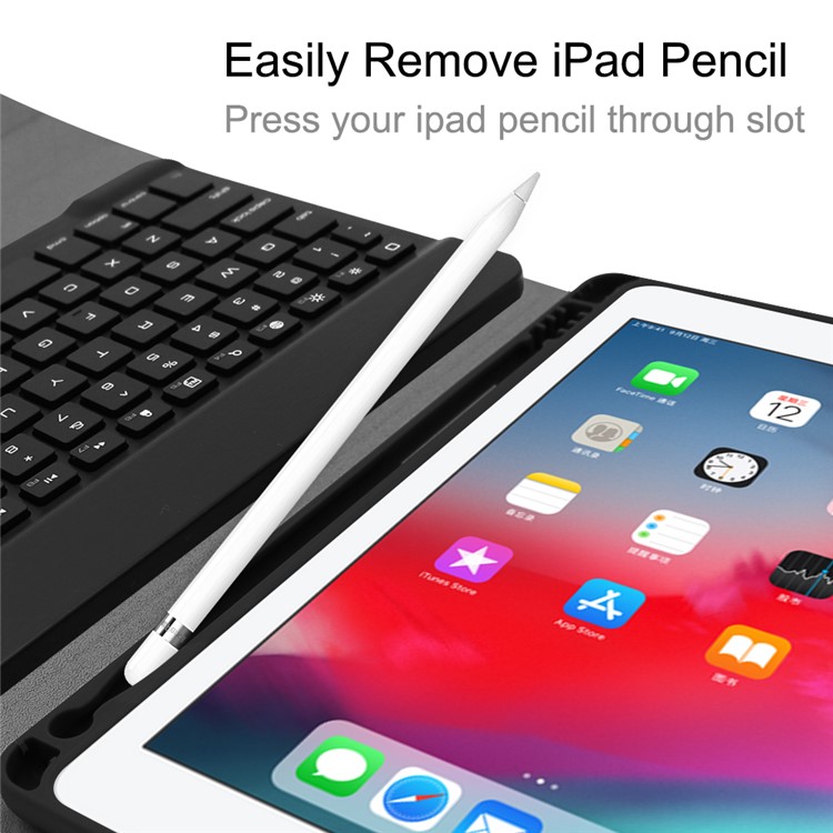 Detachable Bluetooth Keyboard Leather Stand Flip Case with Pen Slot for iPad Air 1/2 iPad Pro 9.7/ iPad 9.7 (2017/2018) - Black-5