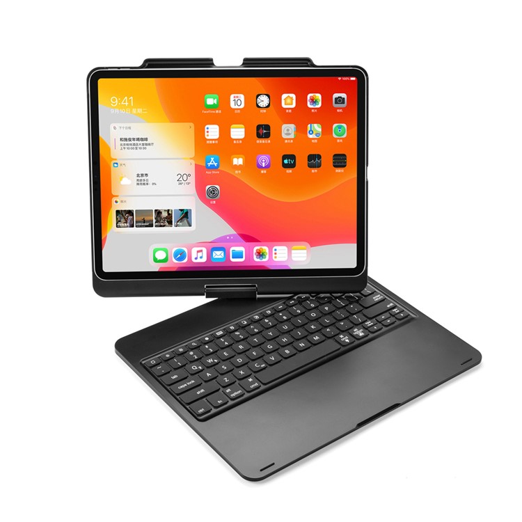 F129-A 360 Degree Rotatable Colorful Backlight Bluetooth Keyboard Shell for iPad Pro 12.9-inch (2018) - Black-17