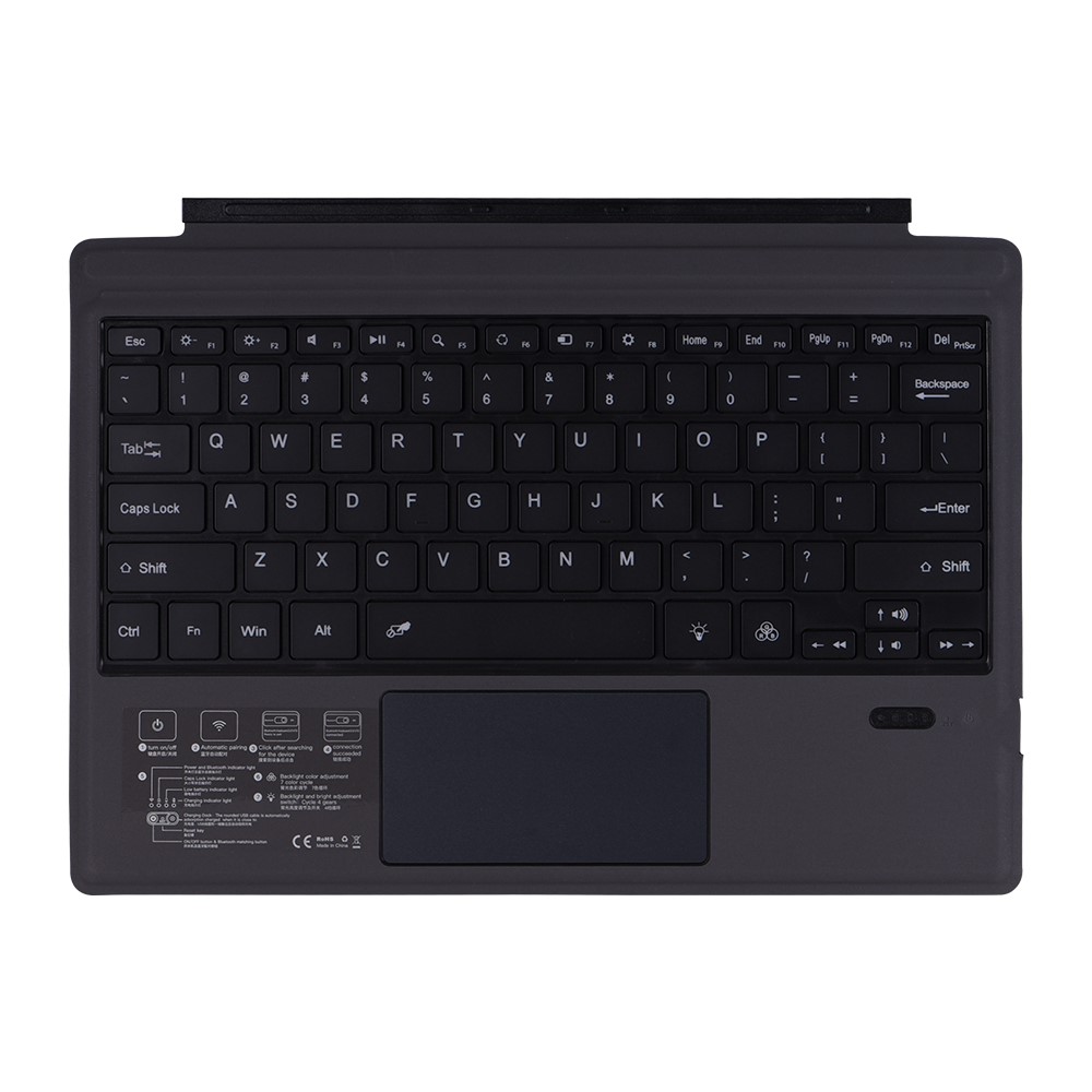 Teclado Bluetooth Sem Fio Magnético De Couro De Microfibra SF-1089D Para Microsoft Surface Pro 6/5/4/3-12