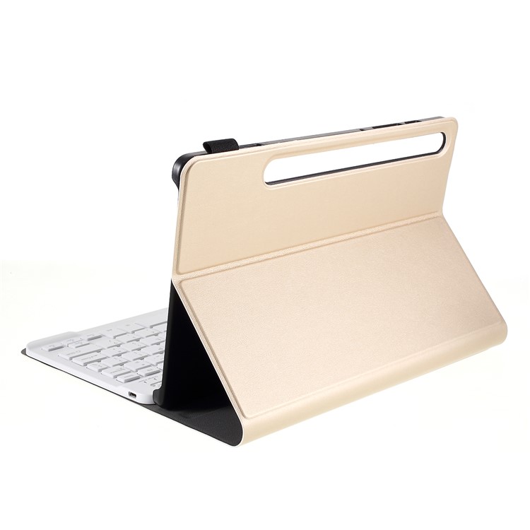 A860 Smart Bluetooth Keyboard Leather Stand Case for Samsung Galaxy Tab S6 SM-T860 (Wi-Fi)/T865 (LTE) - Gold-7