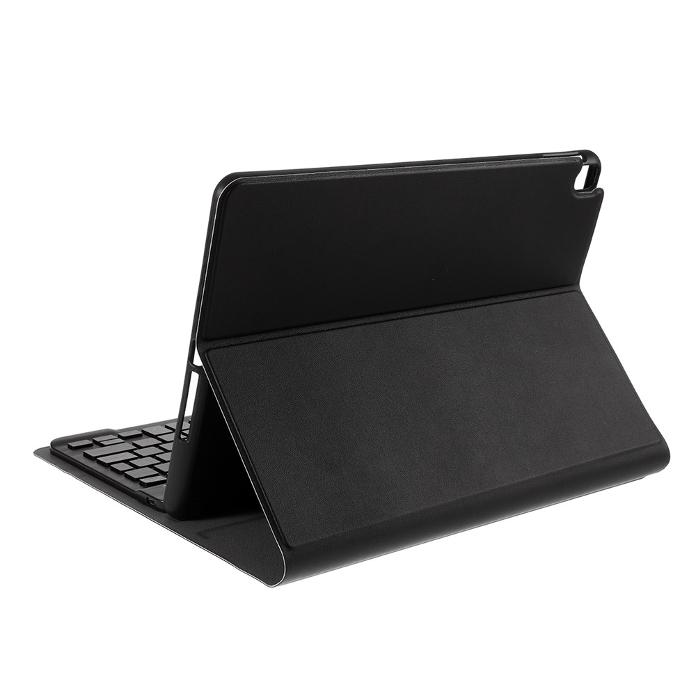 2 en 1 case de tableta de cuero de teclado bluetooth con ranura para lápiz para ipad 10.2 (2021)/(2020)/(2019) (a102b) [versión de fondo] - negro