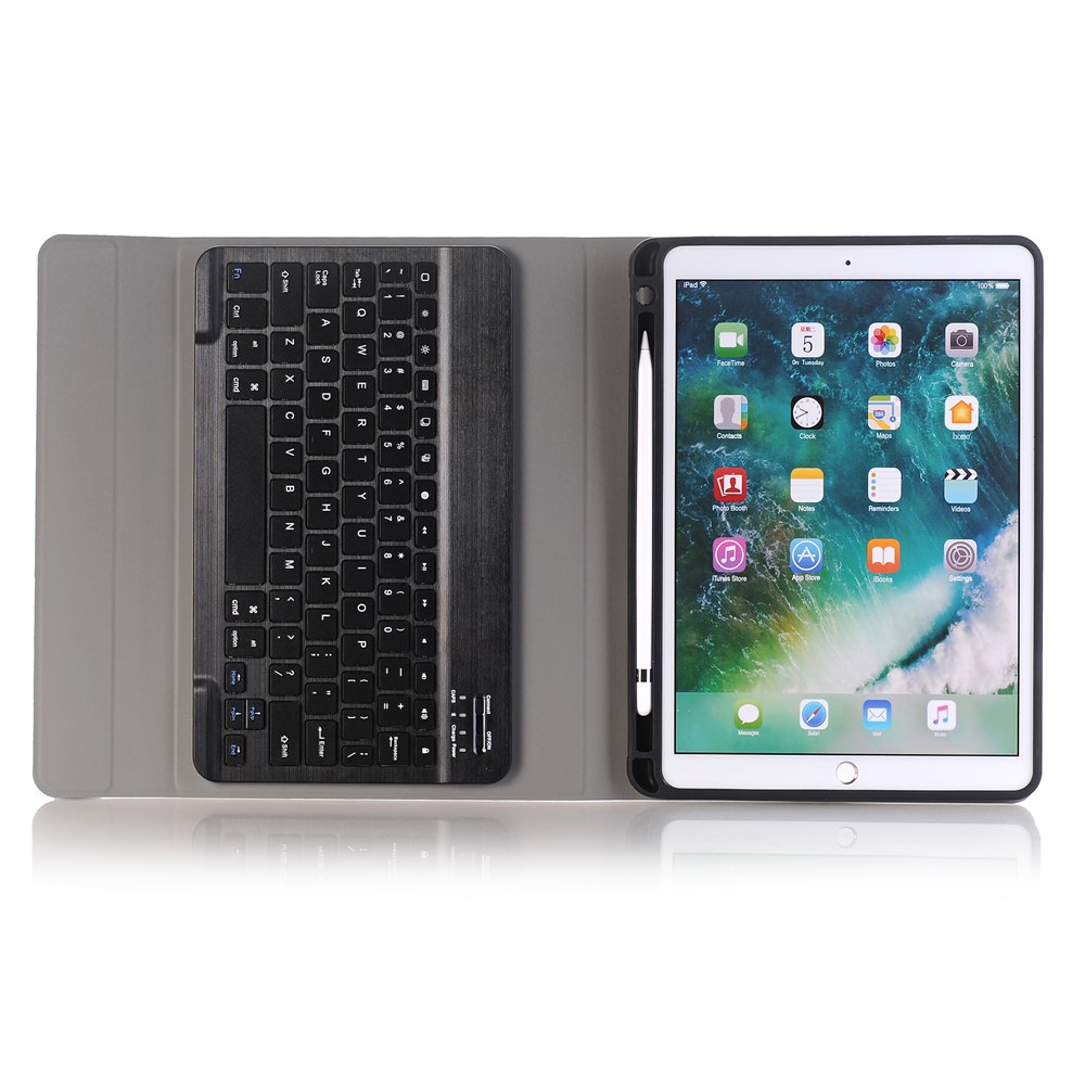 2 in 1 Bluetooth Keyboard with Stand Leather Tablet Casing for iPad 10.2 (2020) (2019)/Air 10.5 inch (2019)/Pro 10.5-inch (2017) (A102B) - Black-10