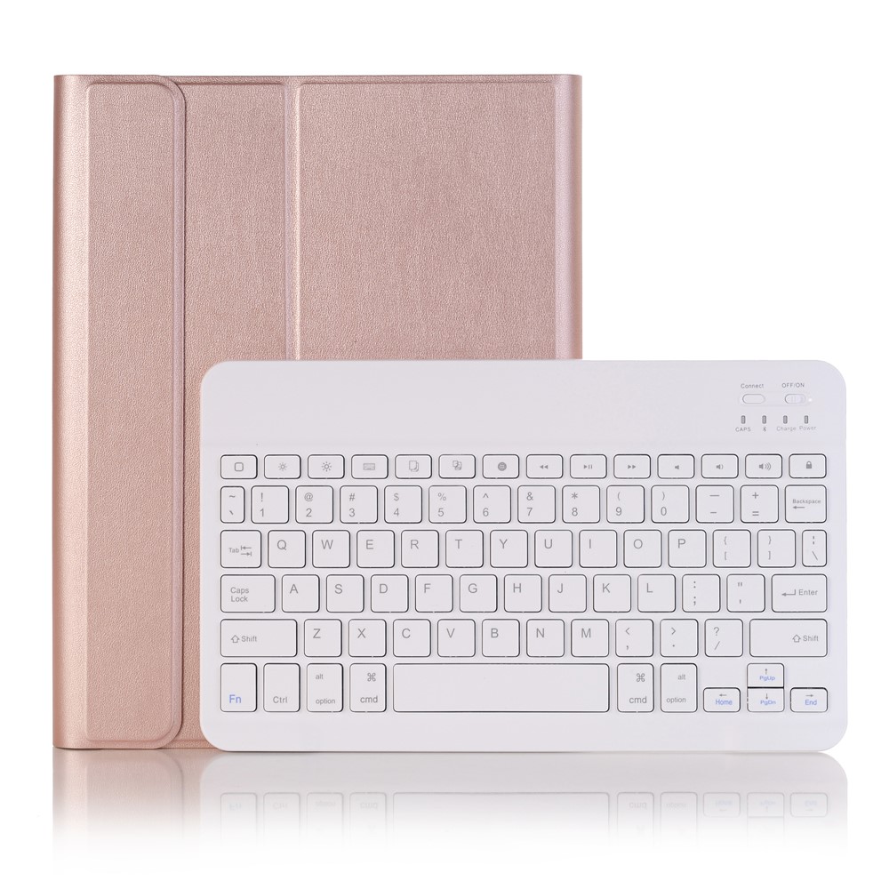 2 in 1 Bluetooth Keyboard with Stand Leather Tablet Casing for iPad 10.2 (2020) (2019)/Air 10.5 inch (2019)/Pro 10.5-inch (2017) (A102B) - Rose Gold-1