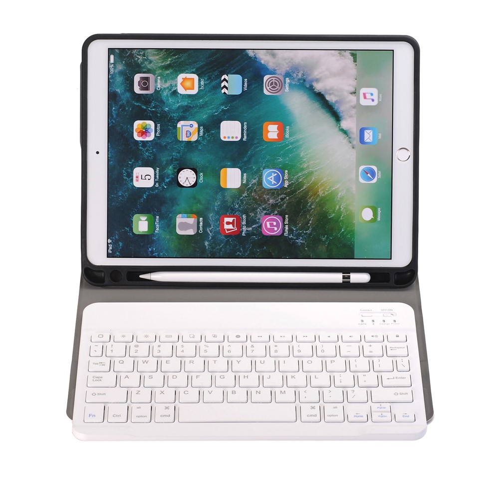 2 в 1 bluetooth-клавиатуре + подставка для кожаной планшеты с слотом для ipad 10.2 (2021)/(2020)/(2019)/air 10,5 дюйма (2019)/pro 10,5-дюймовый (2017) (a102b) - розовое золото