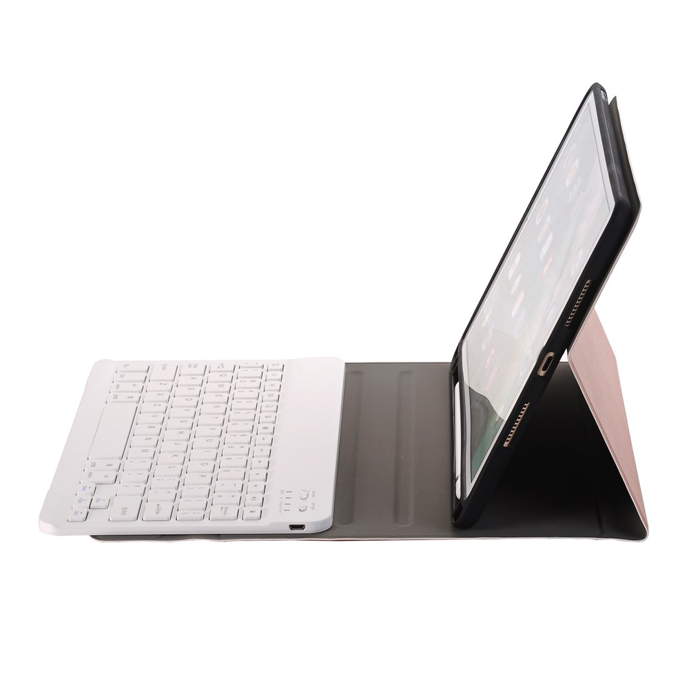 2 in 1 Bluetooth Keyboard with Stand Leather Tablet Casing for iPad 10.2 (2020) (2019)/Air 10.5 inch (2019)/Pro 10.5-inch (2017) (A102B) - Rose Gold-6