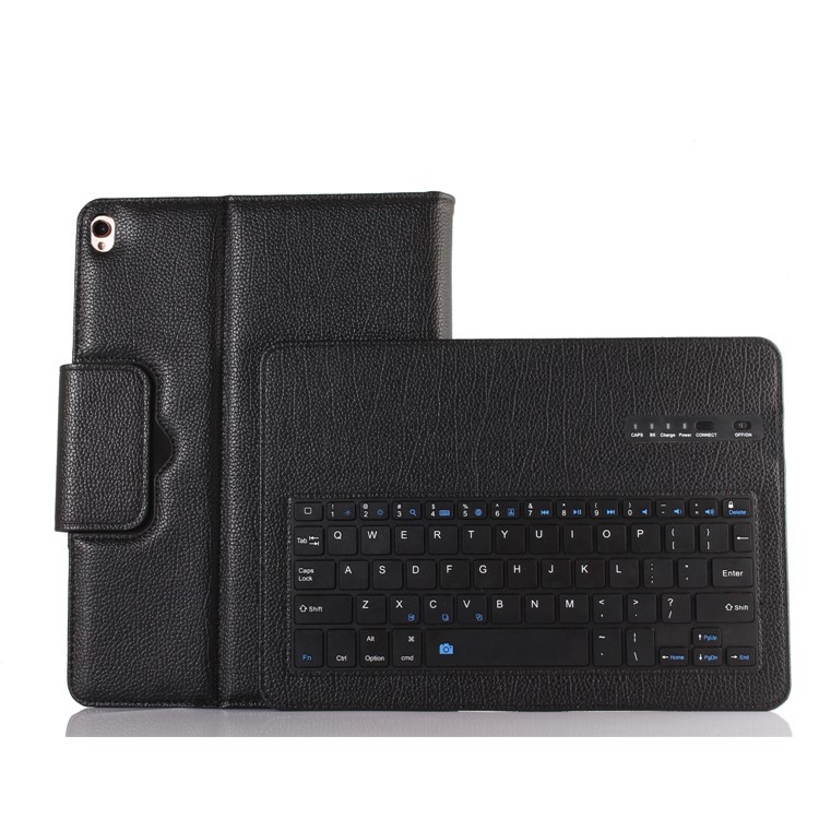 Detachable Bluetooth Keyboard Litchi Texture Leather Stand Case for iPad 10.2 (2020) (2019) - Black-1