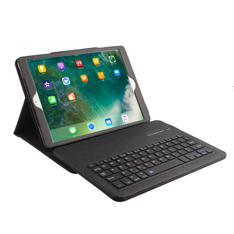 Detachable Bluetooth Keyboard Litchi Texture Leather Stand Case for iPad 10.2 (2020) (2019) - Black-2