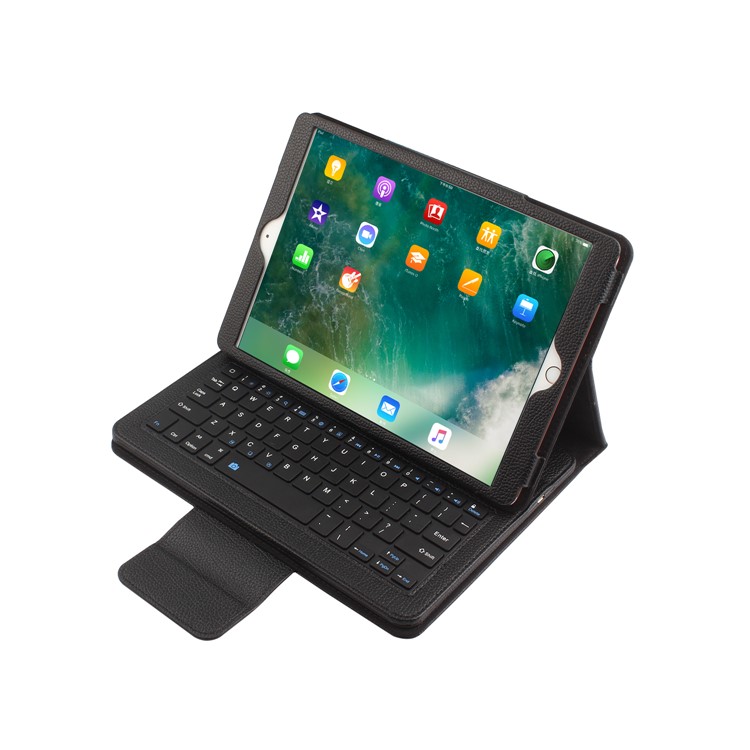 Detachable Bluetooth Keyboard Litchi Texture Leather Stand Case for iPad 10.2 (2020) (2019) - Black-4