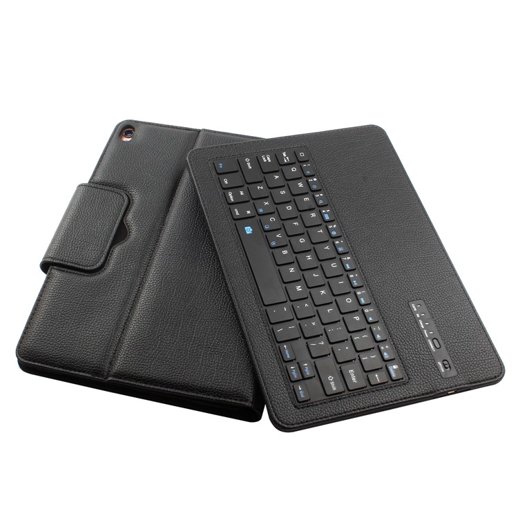 Detachable Bluetooth Keyboard Litchi Texture Leather Stand Case for iPad 10.2 (2020) (2019) - Black-5