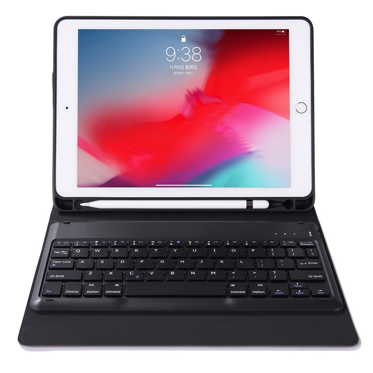 2 in 1 Bluetooth Keyboard with Stand Leather Tablet Shell for iPad 10.2 (2020) (2019) (K102B) - Black-4