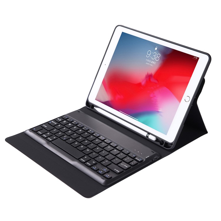 2 in 1 Bluetooth Keyboard with Stand Leather Tablet Shell for iPad 10.2 (2019) (K102B) - Black-6