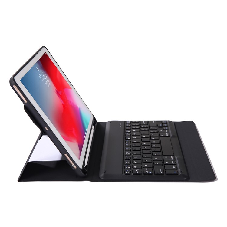 2 in 1 Bluetooth Keyboard with Stand Leather Tablet Shell for iPad 10.2 (2019) (K102B) - Black-7