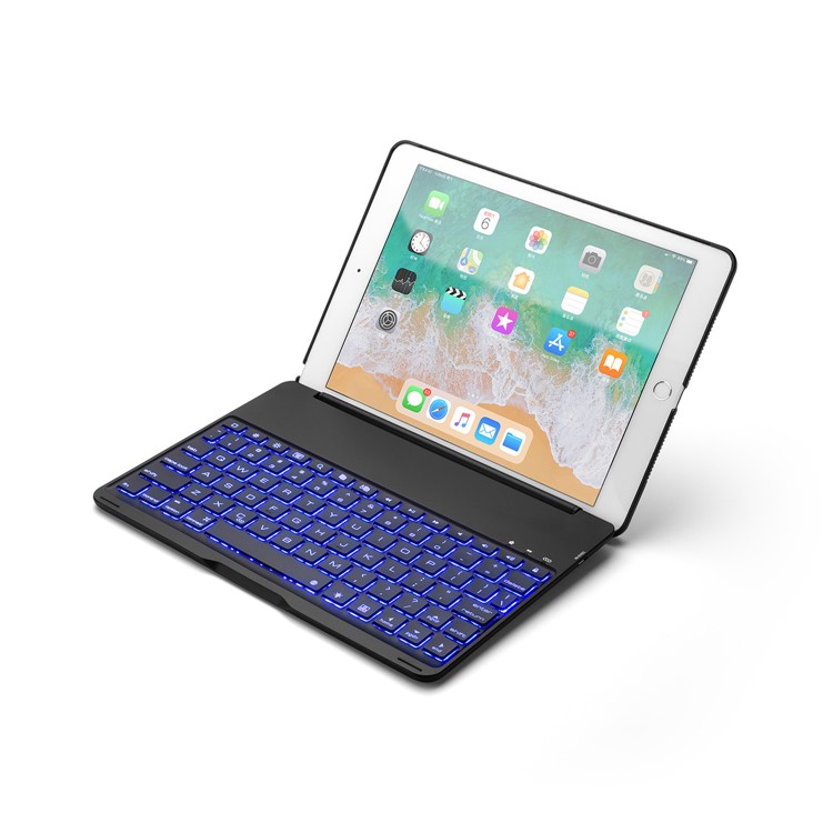 F8AS Ultra-Thin Backlit Wireless/Bluetooth Keyboard Stand Cover for iPad Air 2 / Air (2013) / iPad Pro 9.7 inch (2016) / iPad 9.7-inch (2018)/(2017) - Black-12