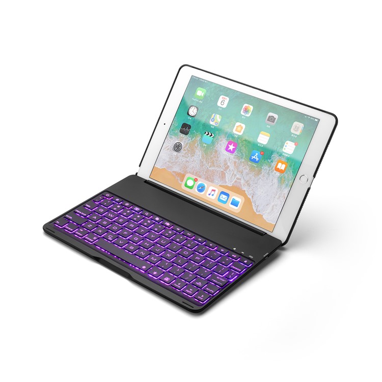 F8AS Ultra-Thin Backlit Wireless/Bluetooth Keyboard Stand Cover for iPad Air 2 / Air (2013) / iPad Pro 9.7 inch (2016) / iPad 9.7-inch (2018)/(2017) - Black-9