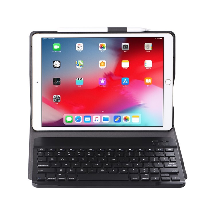 FT-1036 Auto-absorbed Leather Tablet Cover + Brushed ABS Keyboard for iPad 10.2 (2019) - Black-7