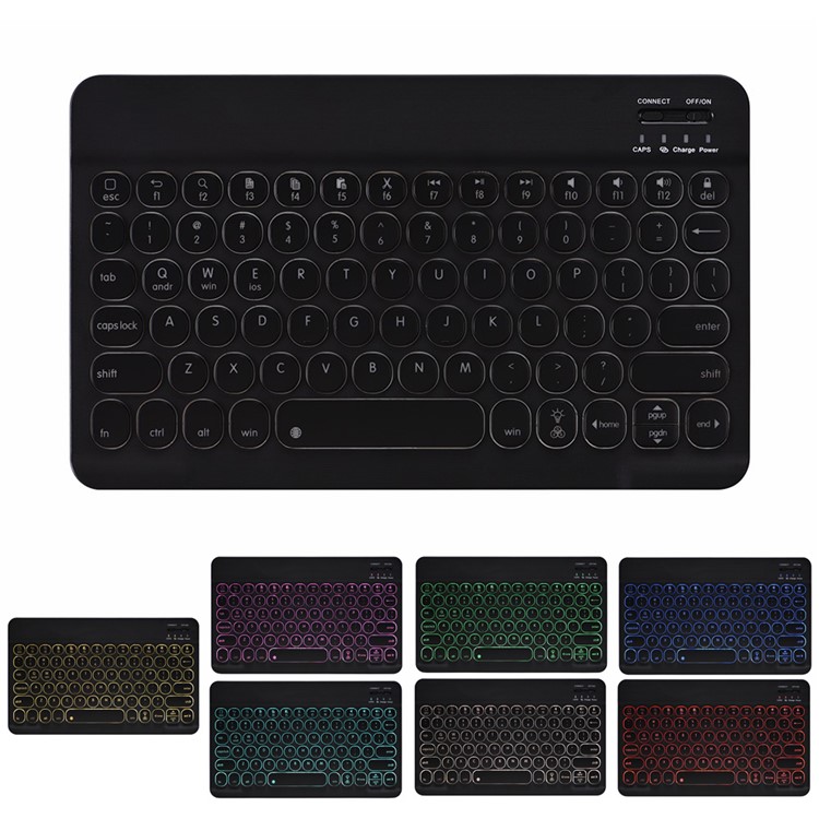 FT0301D Bluetooth Keyboard 7-Color Backlight Tablet Keyboard - Black-1