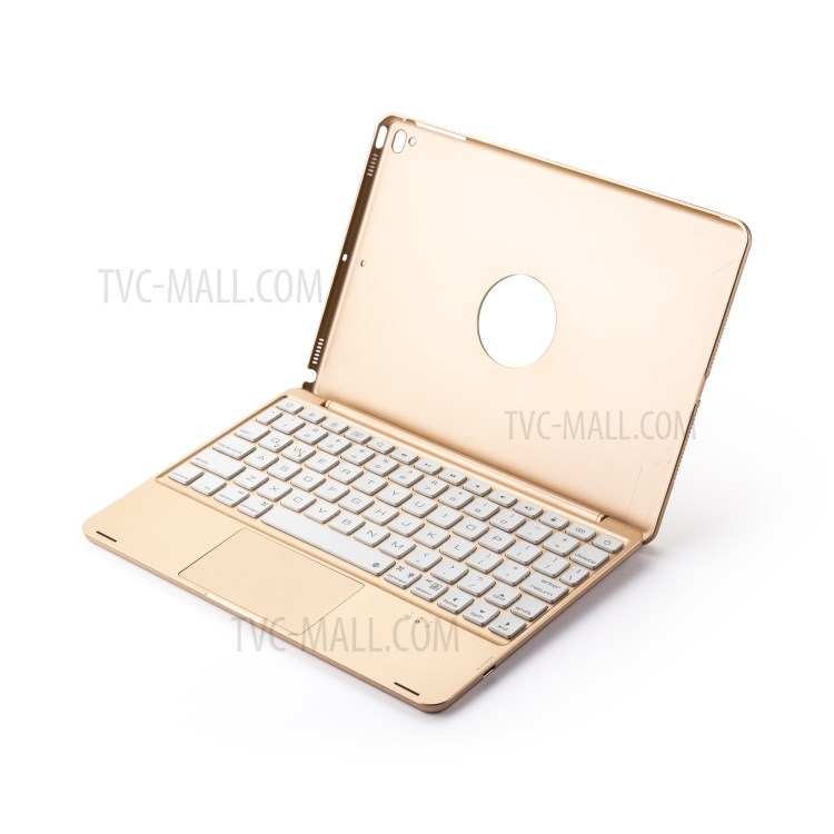 F8TS Aluminum Alloy Colorful Backlight Bluetooth Keyboard Shell for iPad 9.7-inch (2018)/(2017)/iPad Pro 9.7 inch (2016)/iPad Air 2/Air (2013) - Gold-1