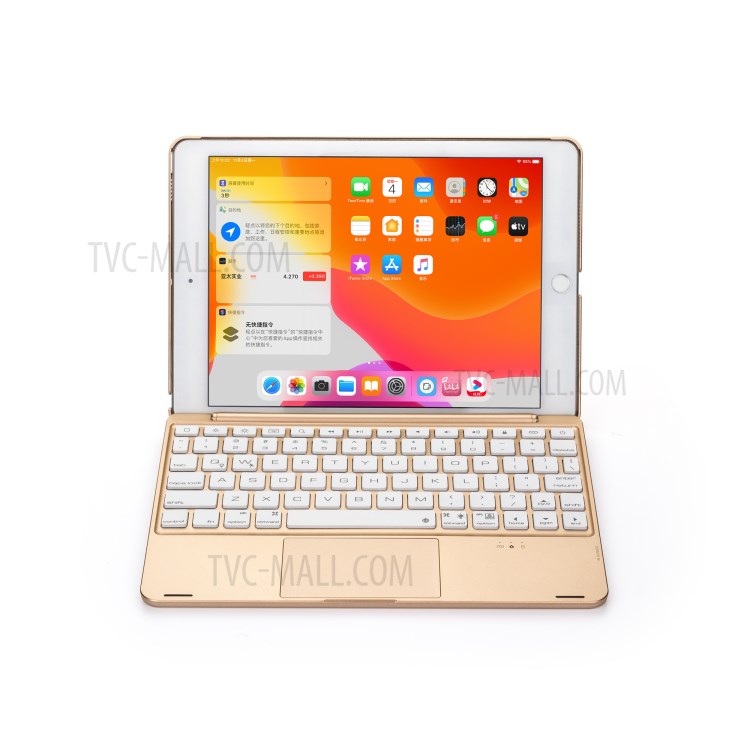F8TS Aluminum Alloy Colorful Backlight Bluetooth Keyboard Shell for iPad 9.7-inch (2018)/(2017)/iPad Pro 9.7 inch (2016)/iPad Air 2/Air (2013) - Gold-13