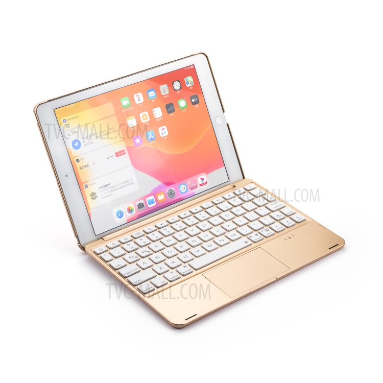F8TS Aluminum Alloy Colorful Backlight Bluetooth Keyboard Shell for iPad 9.7-inch (2018)/(2017)/iPad Pro 9.7 inch (2016)/iPad Air 2/Air (2013) - Gold-14