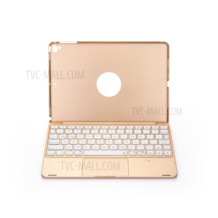 F8TS Aluminum Alloy Colorful Backlight Bluetooth Keyboard Shell for iPad 9.7-inch (2018)/(2017)/iPad Pro 9.7 inch (2016)/iPad Air 2/Air (2013) - Gold-2