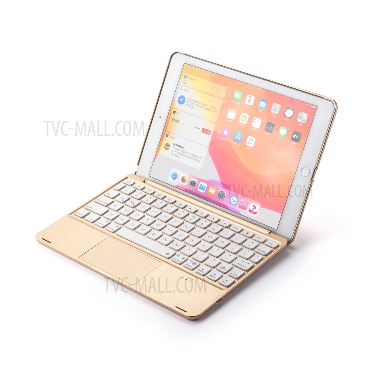 F8TS Aluminum Alloy Colorful Backlight Bluetooth Keyboard Shell for iPad 9.7-inch (2018)/(2017)/iPad Pro 9.7 inch (2016)/iPad Air 2/Air (2013) - Gold-5