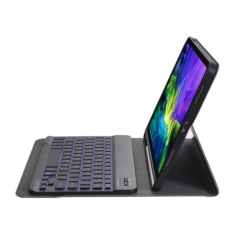 A11bs 2 in 1 Hintergrundbeleuchtung ABS Bluetooth Tastatur Leder Tablet Deckung Mit Stiftschlitz Für Ipad Pro 11-zoll (2020) - Schwarz