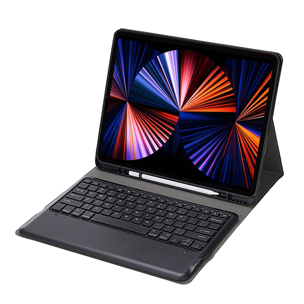 Teclado Bluetooth Sem Fio A12B Com Suporte De Couro Para Ipad Pro 12.9-inch (2020) /12.9- 2018) - Preto-3