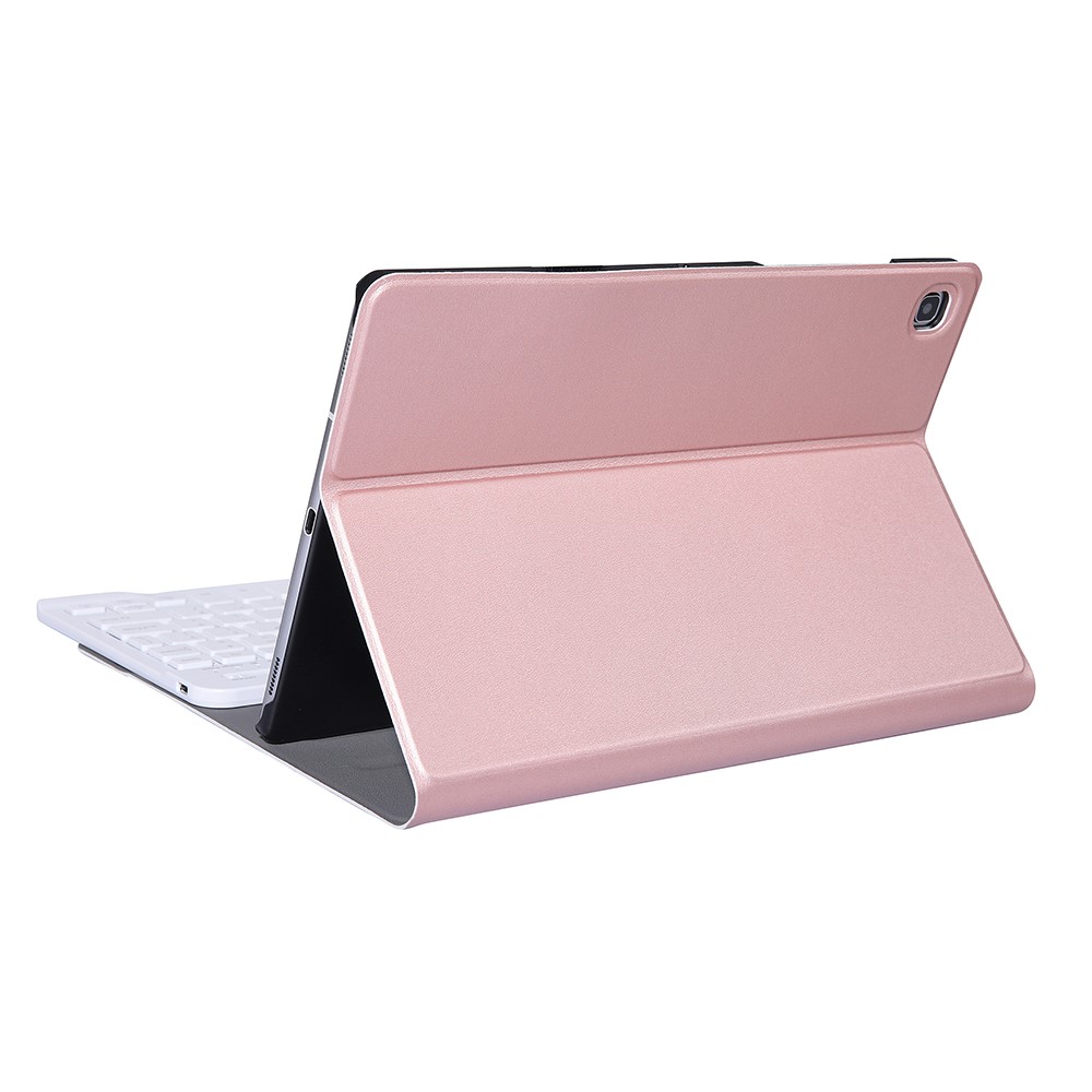 2-in-1 Bluetooth Keyboard with Stand Leather Protective Shell for Samsung Galaxy Tab S6 Lite 10.4" P610 (Wi-Fi) / P615 (LTE) 2020 - Rose Gold-2