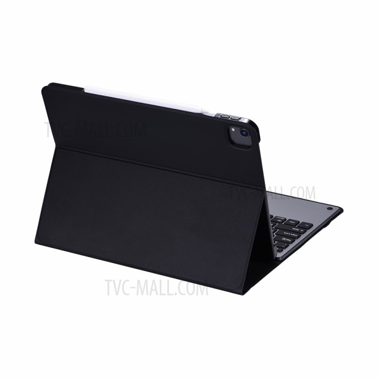 Removable Aluminium Alloy Bluetooth Keyboard Leather Stand Shell for iPad Pro 12.9-inch (2020) (2018)-1