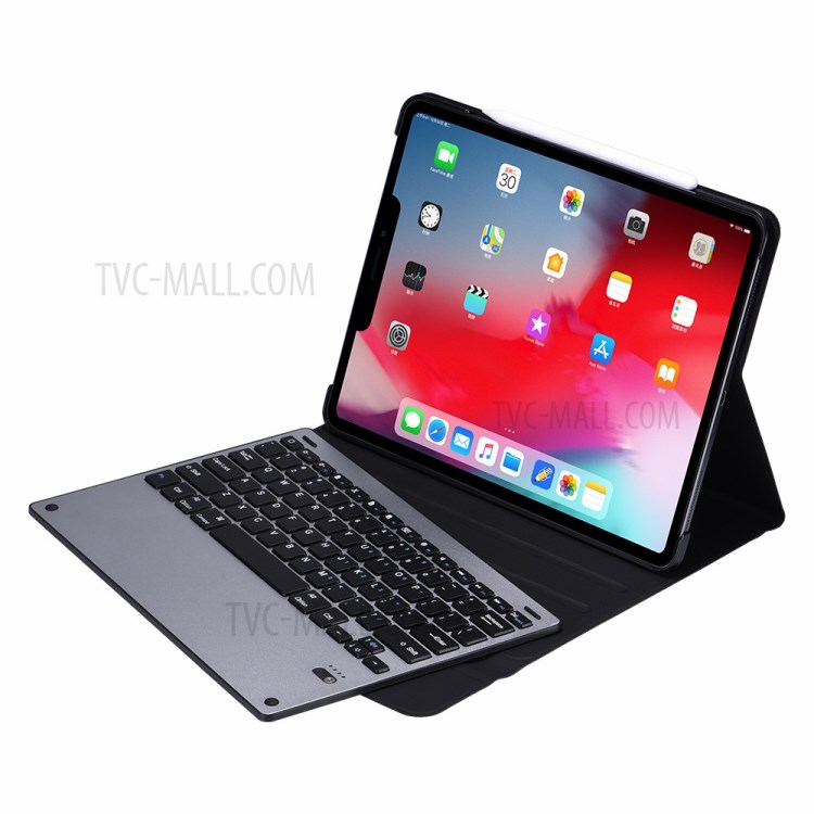 Removable Aluminium Alloy Bluetooth Keyboard Leather Stand Shell for iPad Pro 12.9-inch (2020) (2018)-2