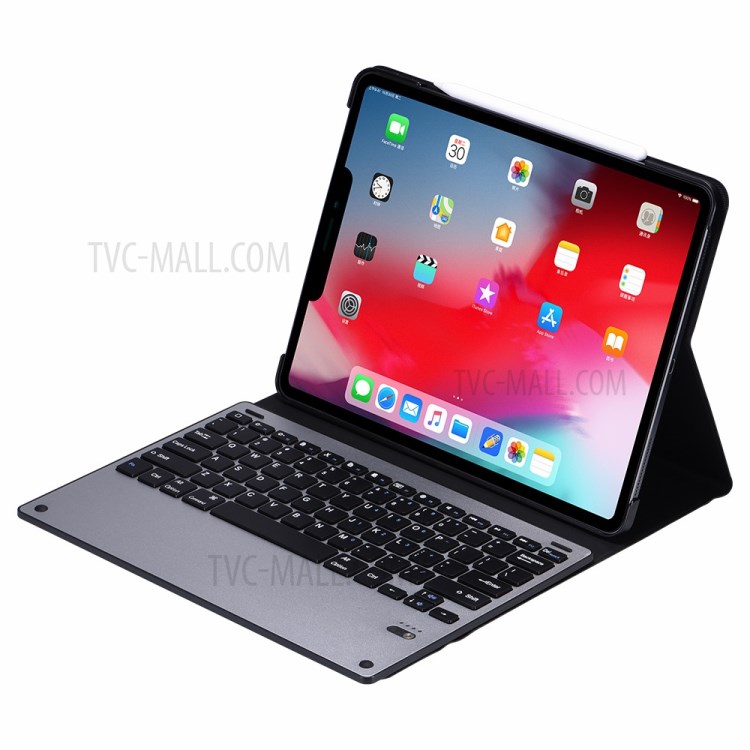 Removable Aluminium Alloy Bluetooth Keyboard Leather Stand Shell for iPad Pro 12.9-inch (2020) (2018)-7