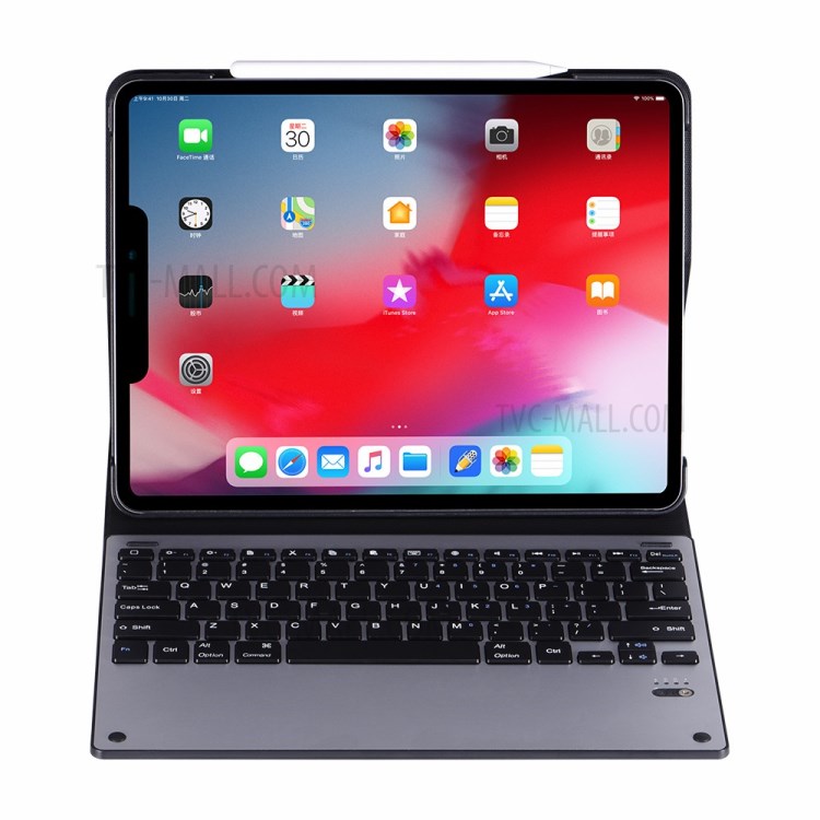 Removable Aluminium Alloy Bluetooth Keyboard Leather Stand Shell for iPad Pro 12.9-inch (2020) (2018)-8