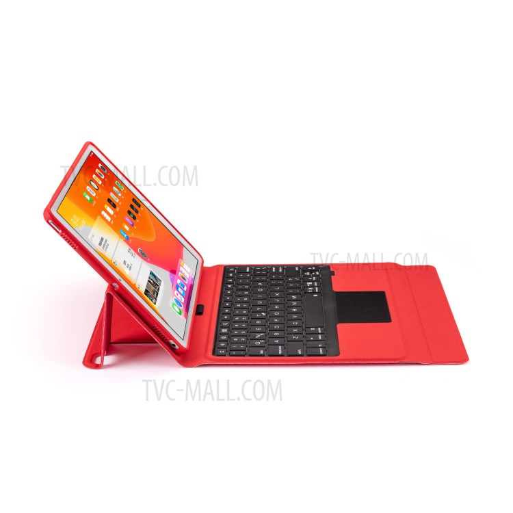 W102TS Clavier Bluetooth Sans Fil Avec Pavé Tactile Pour IPad 10.2 (2020) / (2019) /10.5 Pouces (2019) / (2017) Couverture En Cuir - Rouge-9