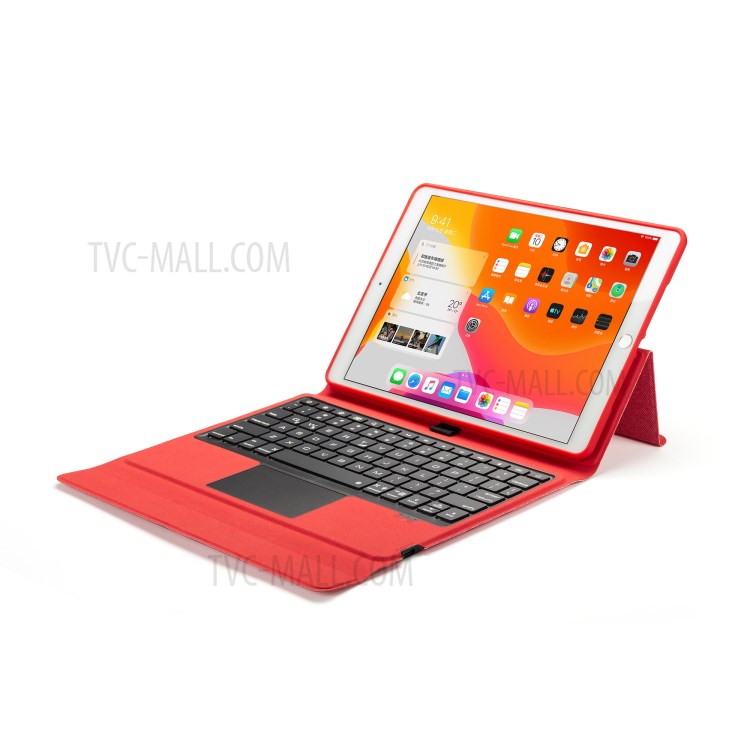 W102TS Clavier Bluetooth Sans Fil Avec Pavé Tactile Pour IPad 10.2 (2020) / (2019) /10.5 Pouces (2019) / (2017) Couverture En Cuir - Rouge-6