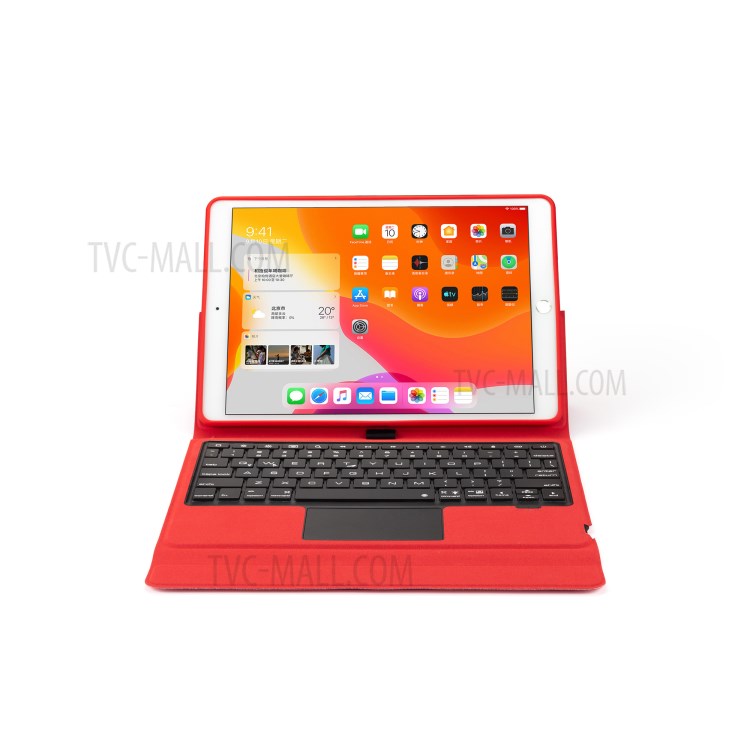 W102TS Clavier Bluetooth Sans Fil Avec Pavé Tactile Pour IPad 10.2 (2020) / (2019) /10.5 Pouces (2019) / (2017) Couverture En Cuir - Rouge-7