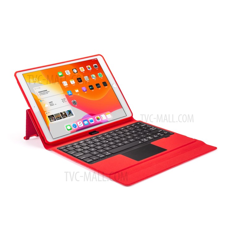 W102TS Clavier Bluetooth Sans Fil Avec Pavé Tactile Pour IPad 10.2 (2020) / (2019) /10.5 Pouces (2019) / (2017) Couverture En Cuir - Rouge-8