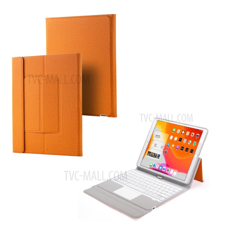 W102TS Wireless Bluetooth Keyboard with Touch Pad for iPad 10.2 (2020)/(2019)/10.5 inch (2019)/(2017) Leather Cover - Orange-1