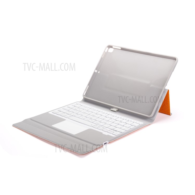 W102TS Wireless Bluetooth Keyboard with Touch Pad for iPad 10.2 (2020)/(2019)/10.5 inch (2019)/(2017) Leather Cover - Orange-2