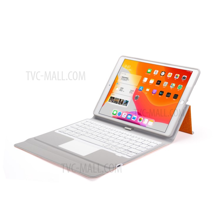 W102TS Wireless Bluetooth Keyboard with Touch Pad for iPad 10.2 (2020)/(2019)/10.5 inch (2019)/(2017) Leather Cover - Orange-6
